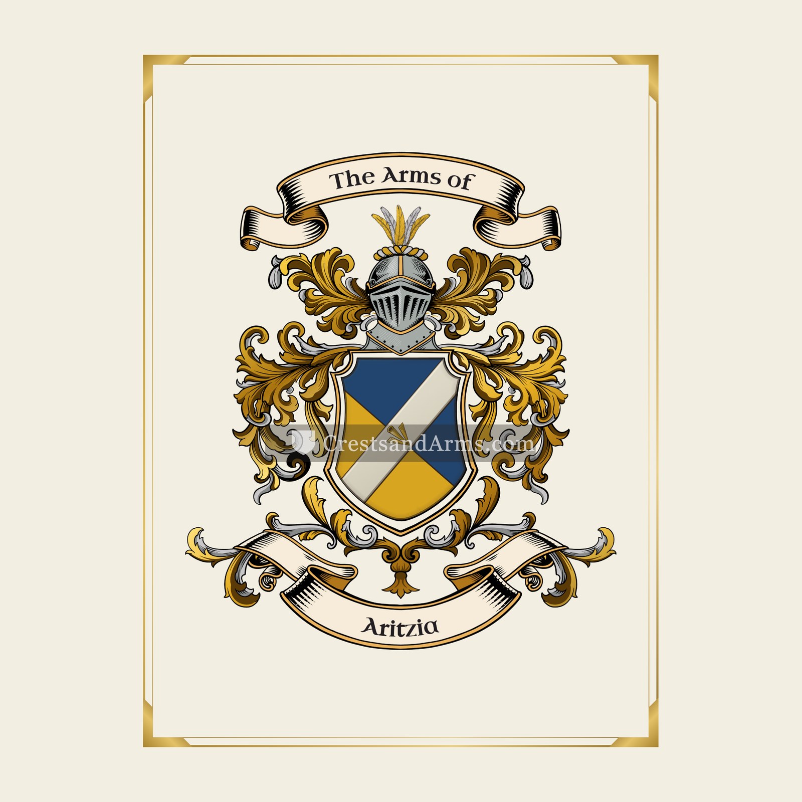 With gold border