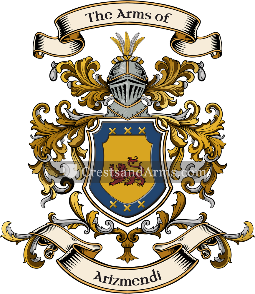 The Arizmendi coat of arms, drawn from the recorded blazon