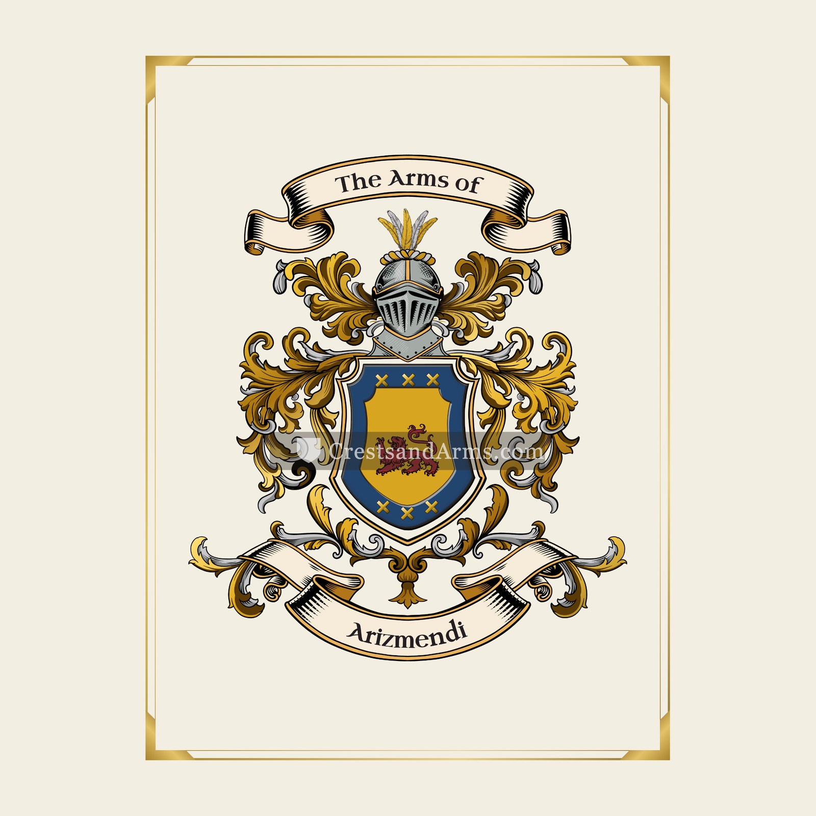 With gold border
