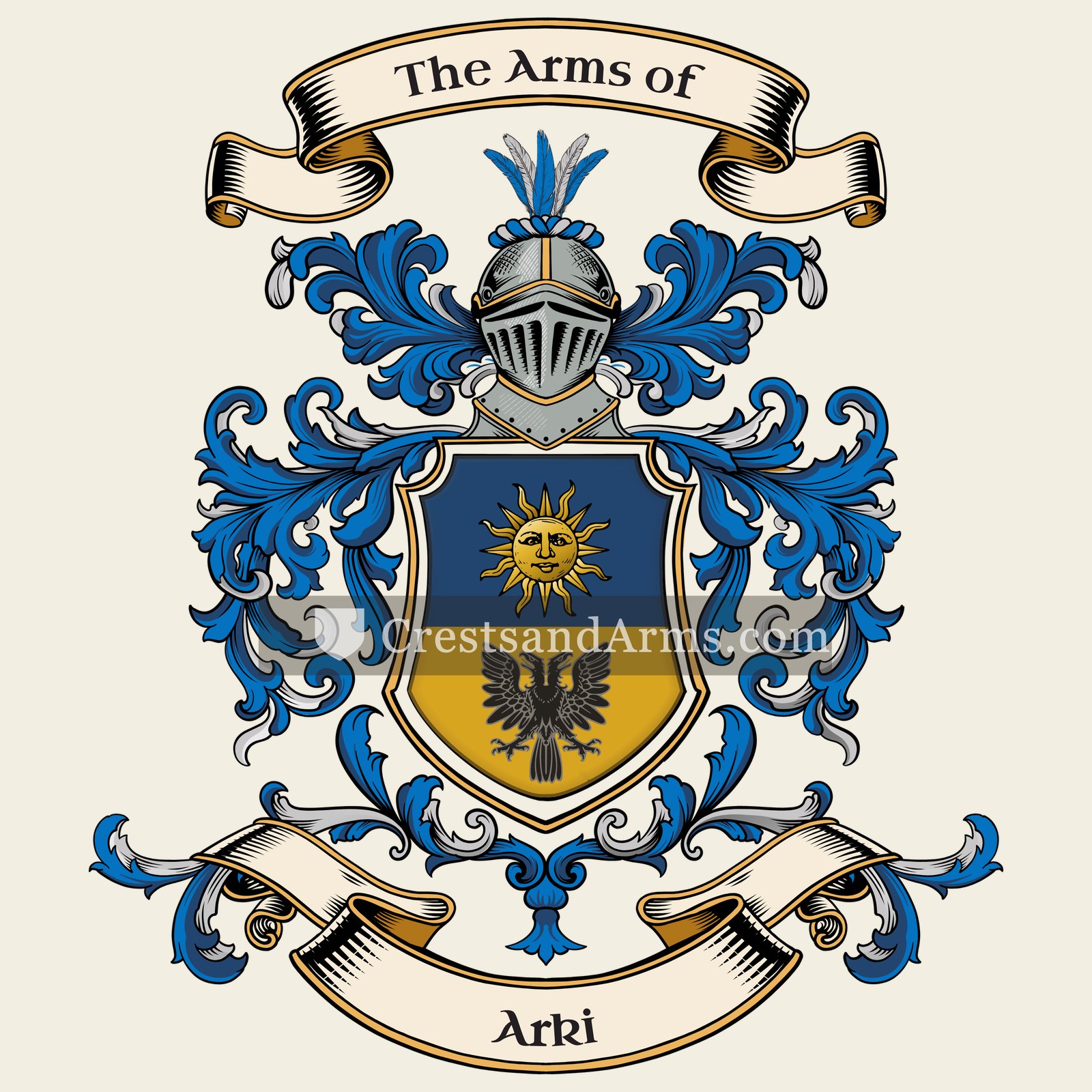 The Arki coat of arms, drawn from the recorded blazon