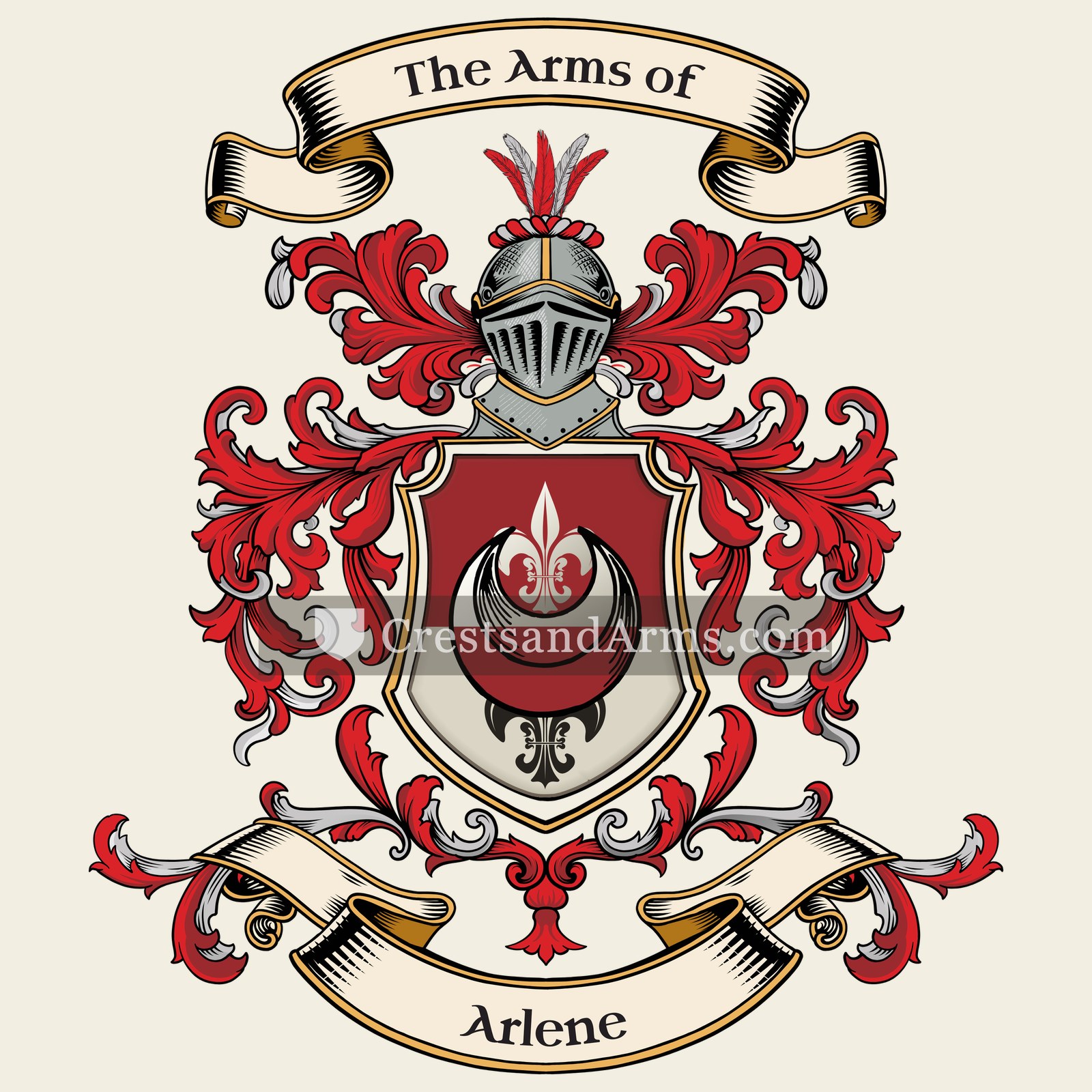 The Arlene coat of arms, drawn from the recorded blazon