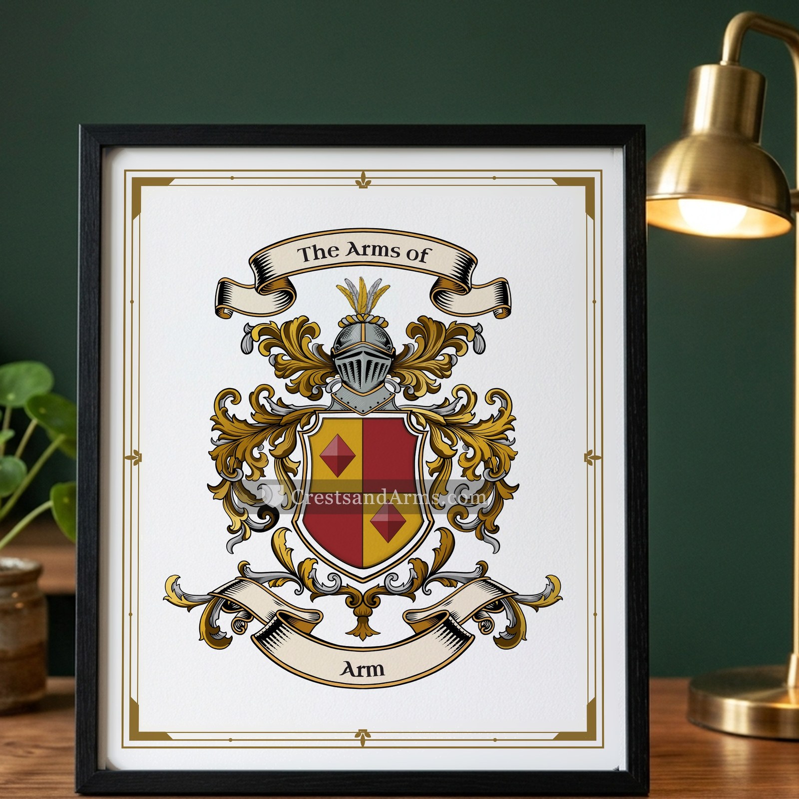 The Arm coat of arms on the framed print