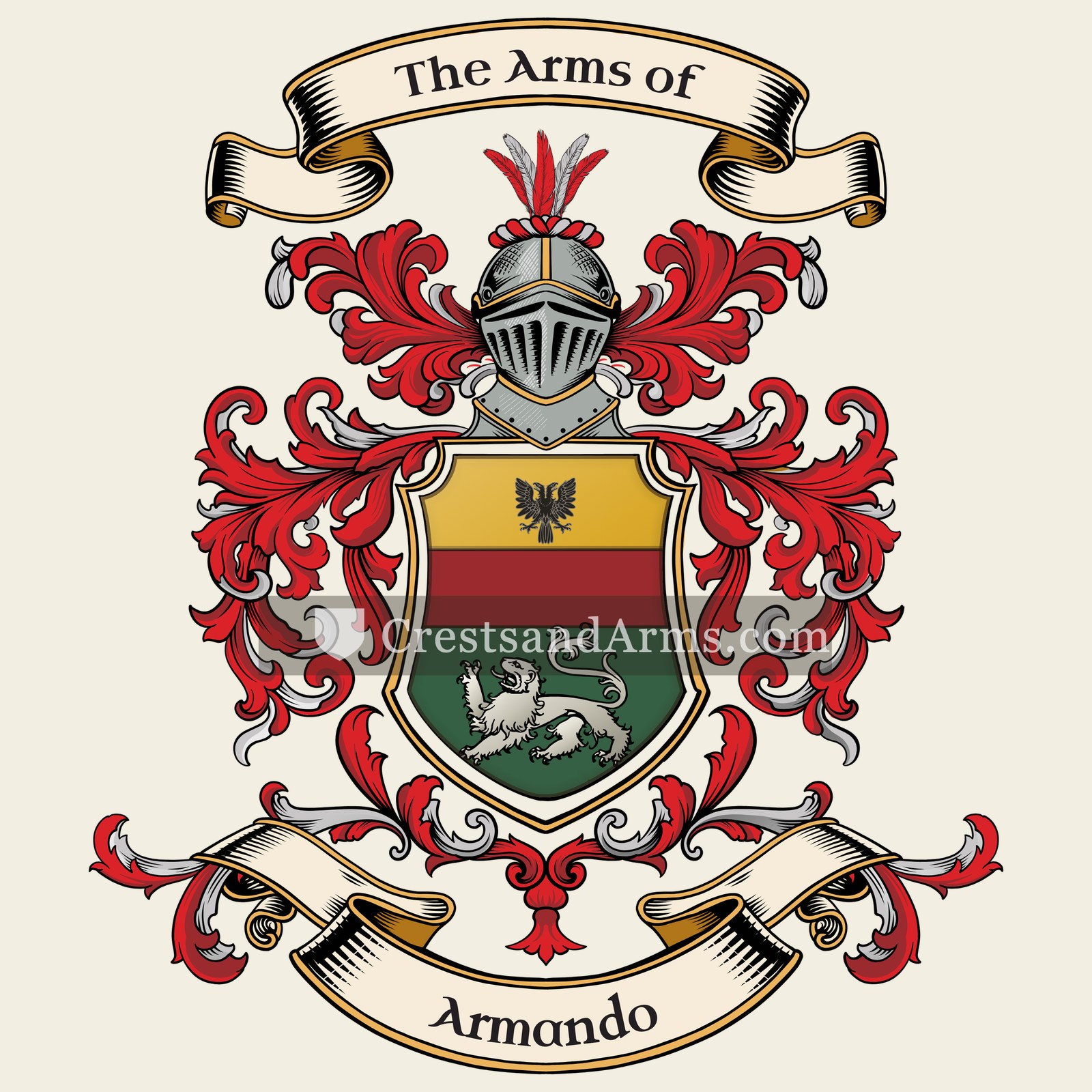 The Armando coat of arms, drawn from the recorded blazon