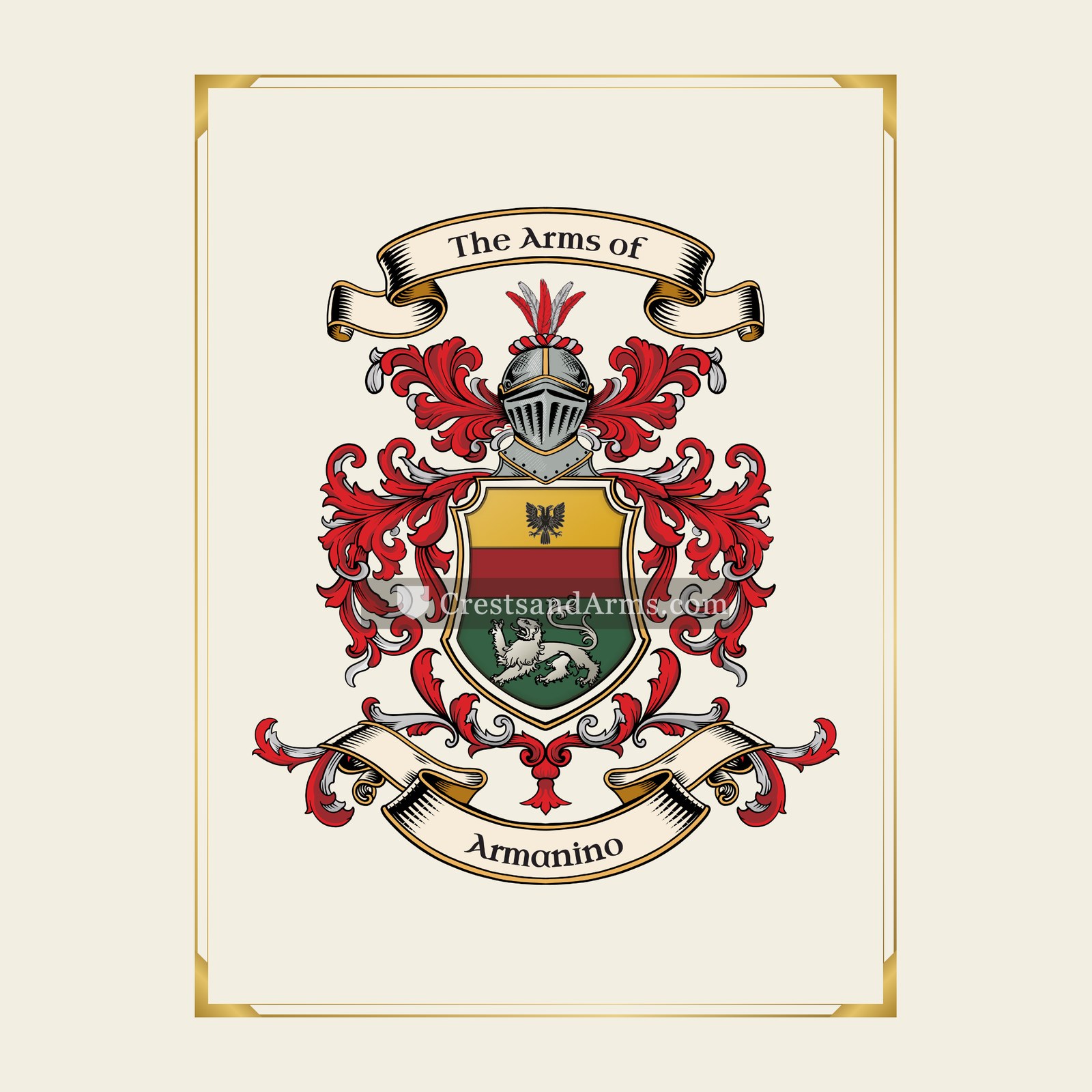 With gold border