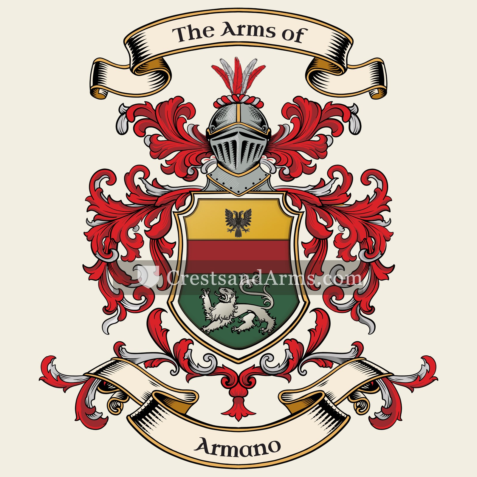 The Armano coat of arms, drawn from the recorded blazon
