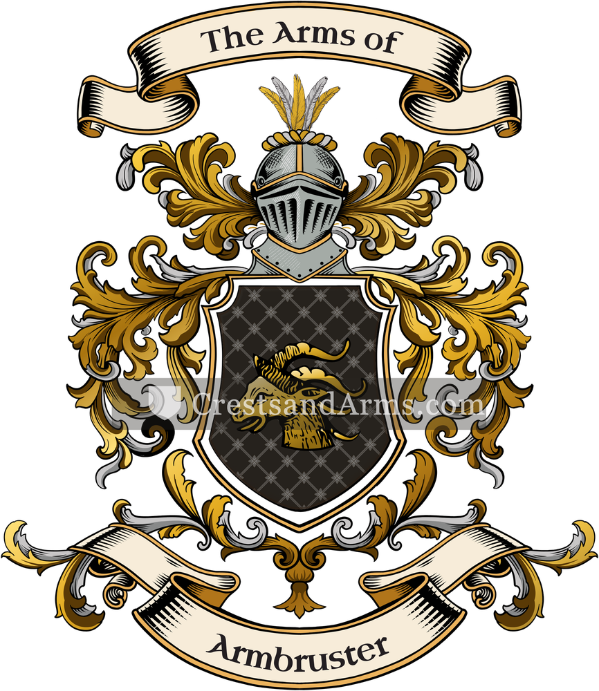 The Armbruster coat of arms, drawn from the recorded blazon