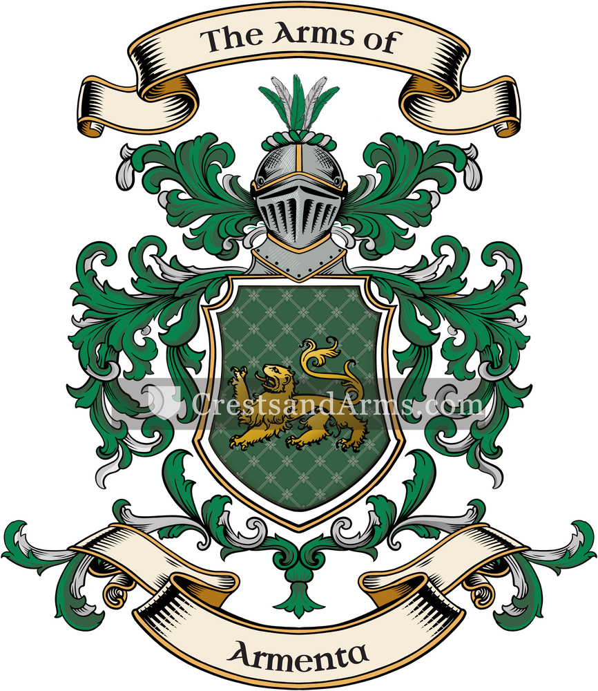 The Armenta coat of arms, drawn from the recorded blazon