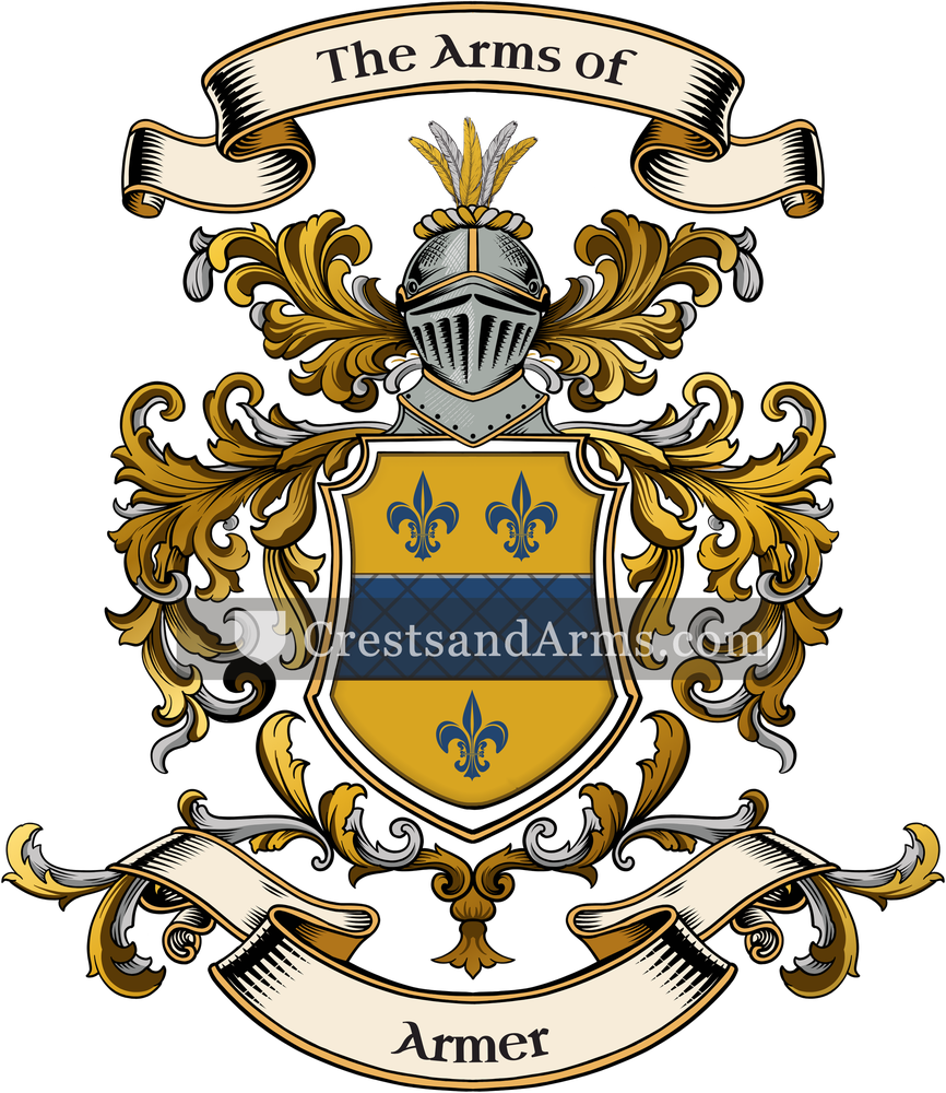 The Armer coat of arms, drawn from the recorded blazon