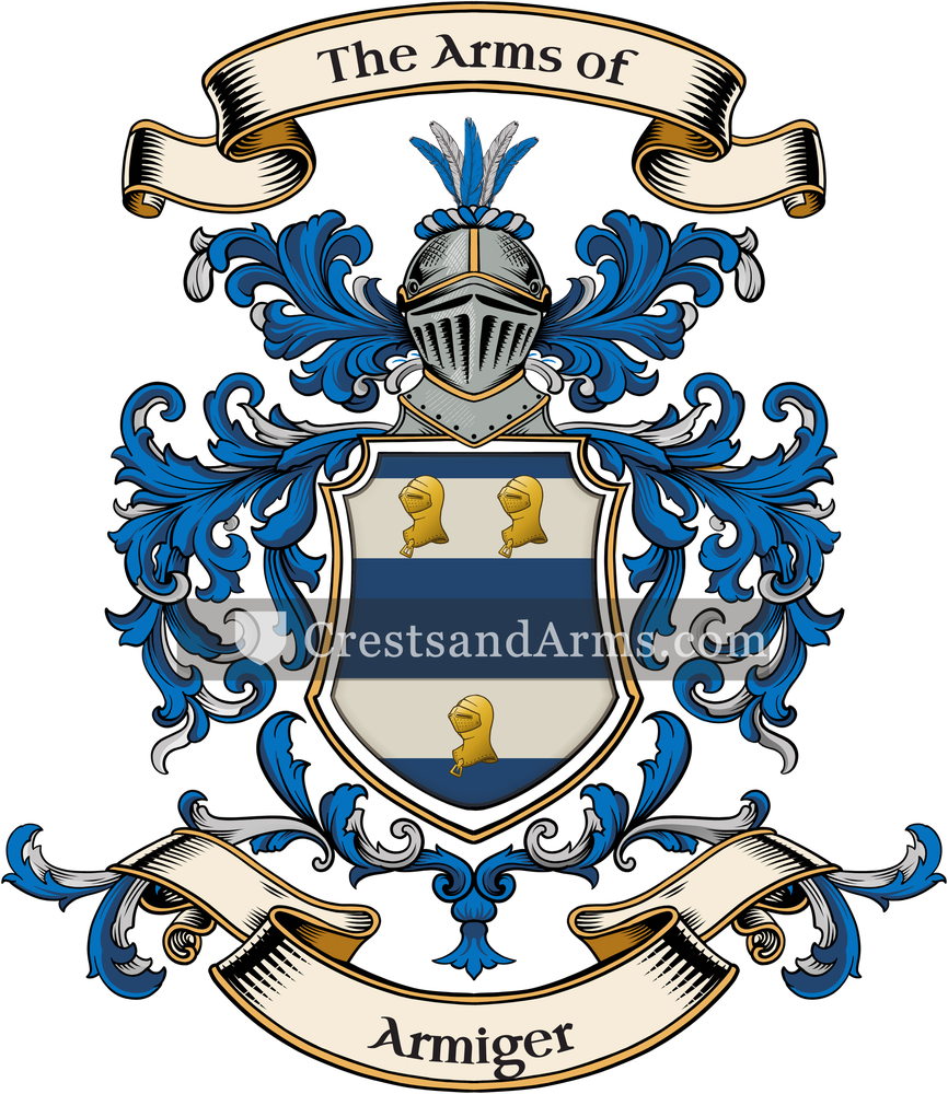 The Armiger coat of arms, drawn from the recorded blazon