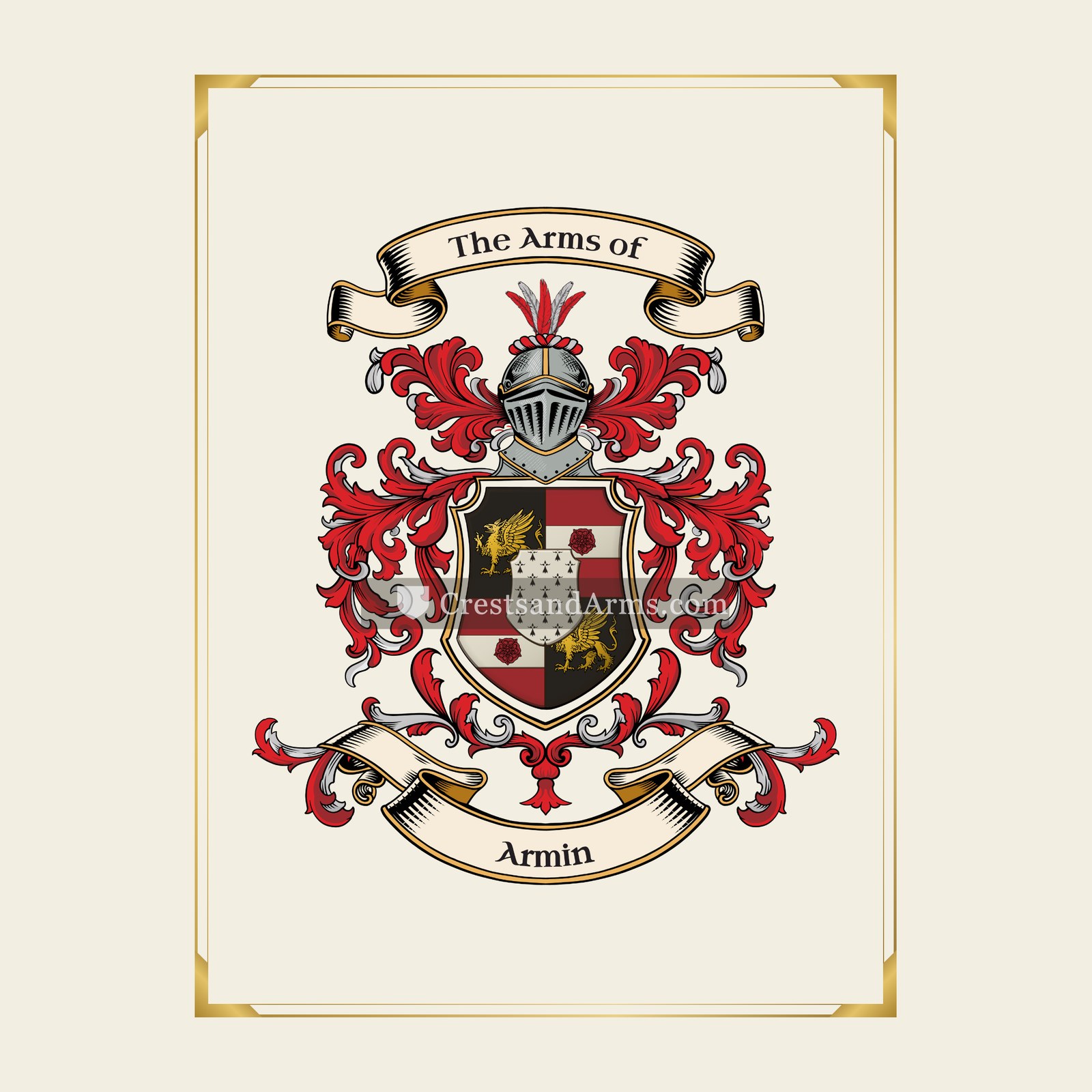 With gold border