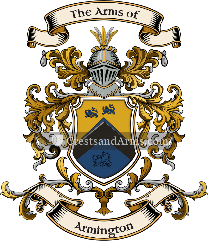 The Armington coat of arms, drawn from the recorded blazon