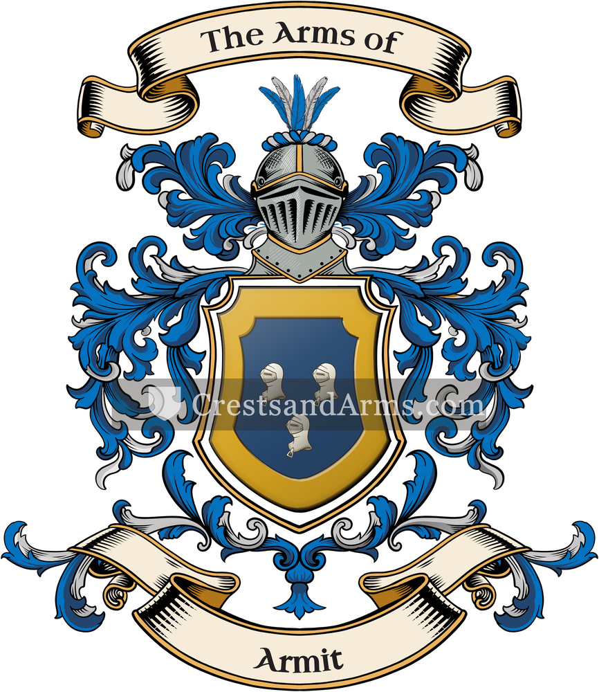 The Armit coat of arms, drawn from the recorded blazon