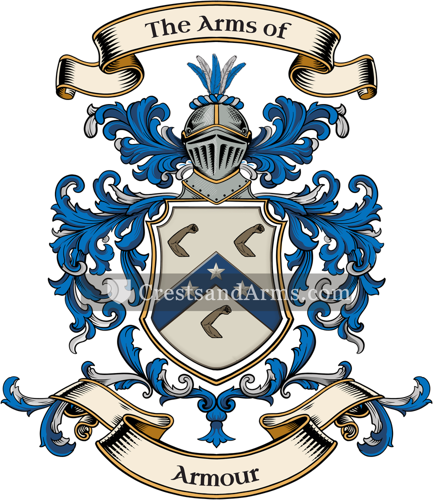 The Armour coat of arms, drawn from the recorded blazon