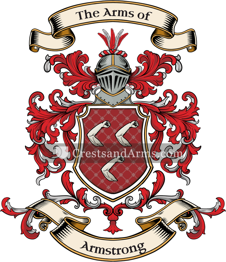 The Armstrong coat of arms, drawn from the recorded blazon
