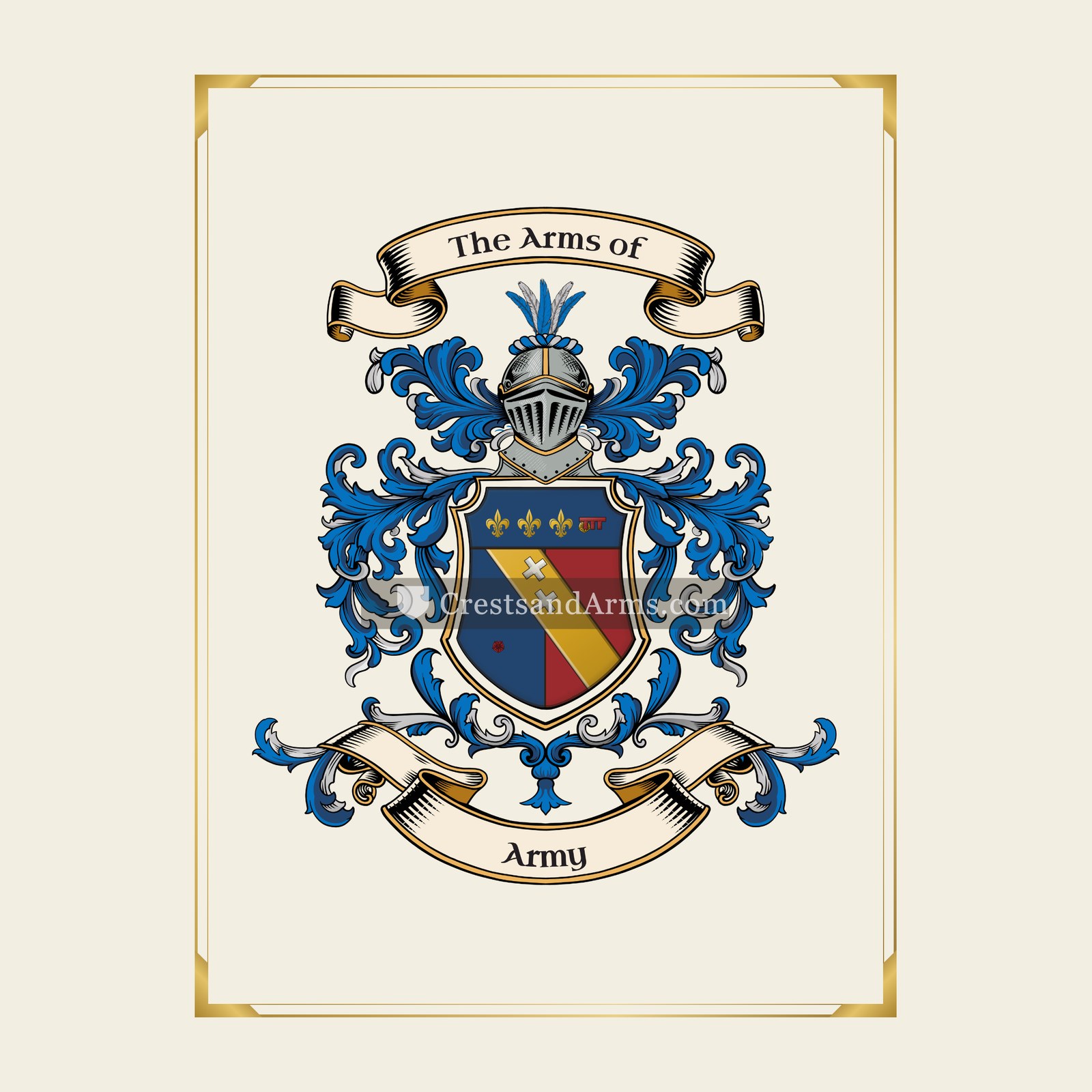 With gold border