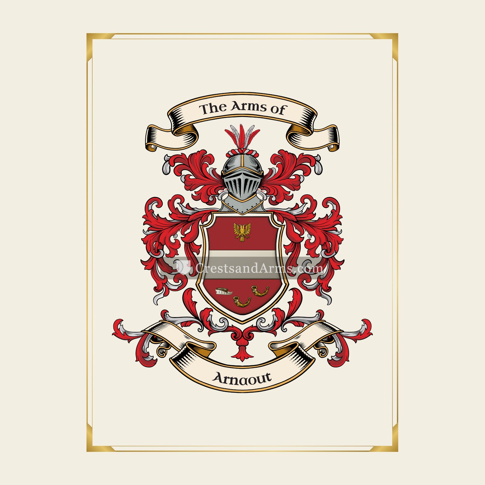 With gold border