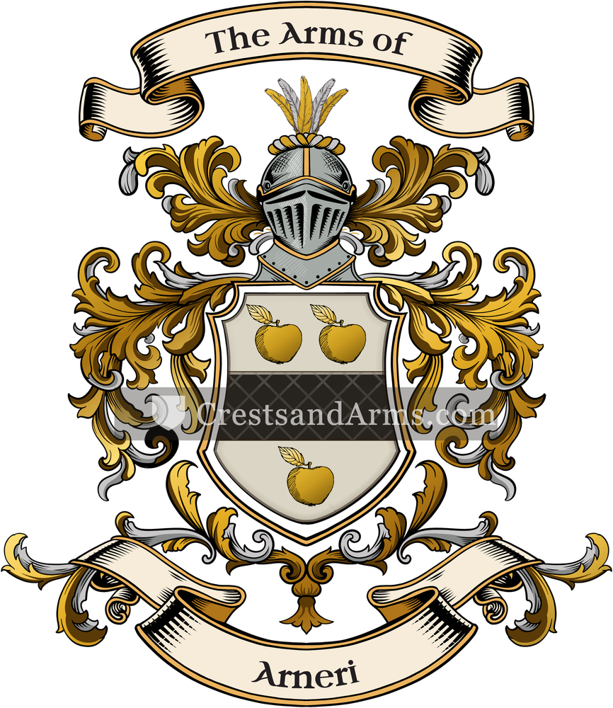 The Arneri coat of arms, drawn from the recorded blazon