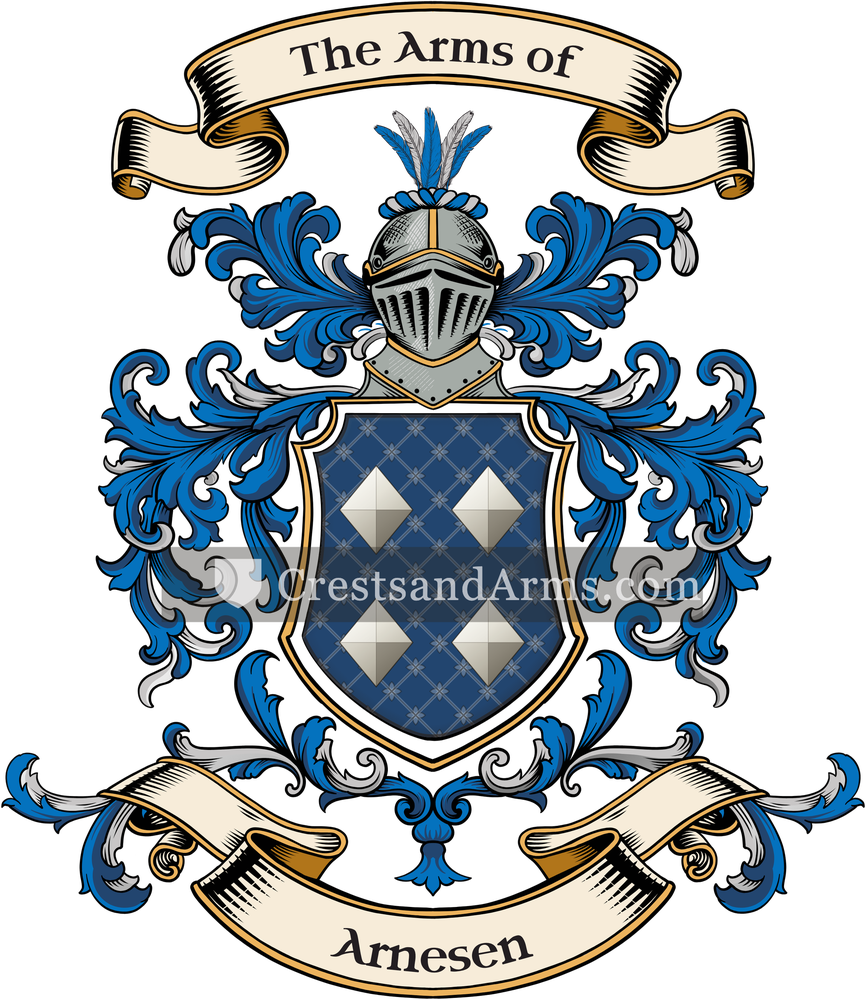 The Arnesen coat of arms, drawn from the recorded blazon