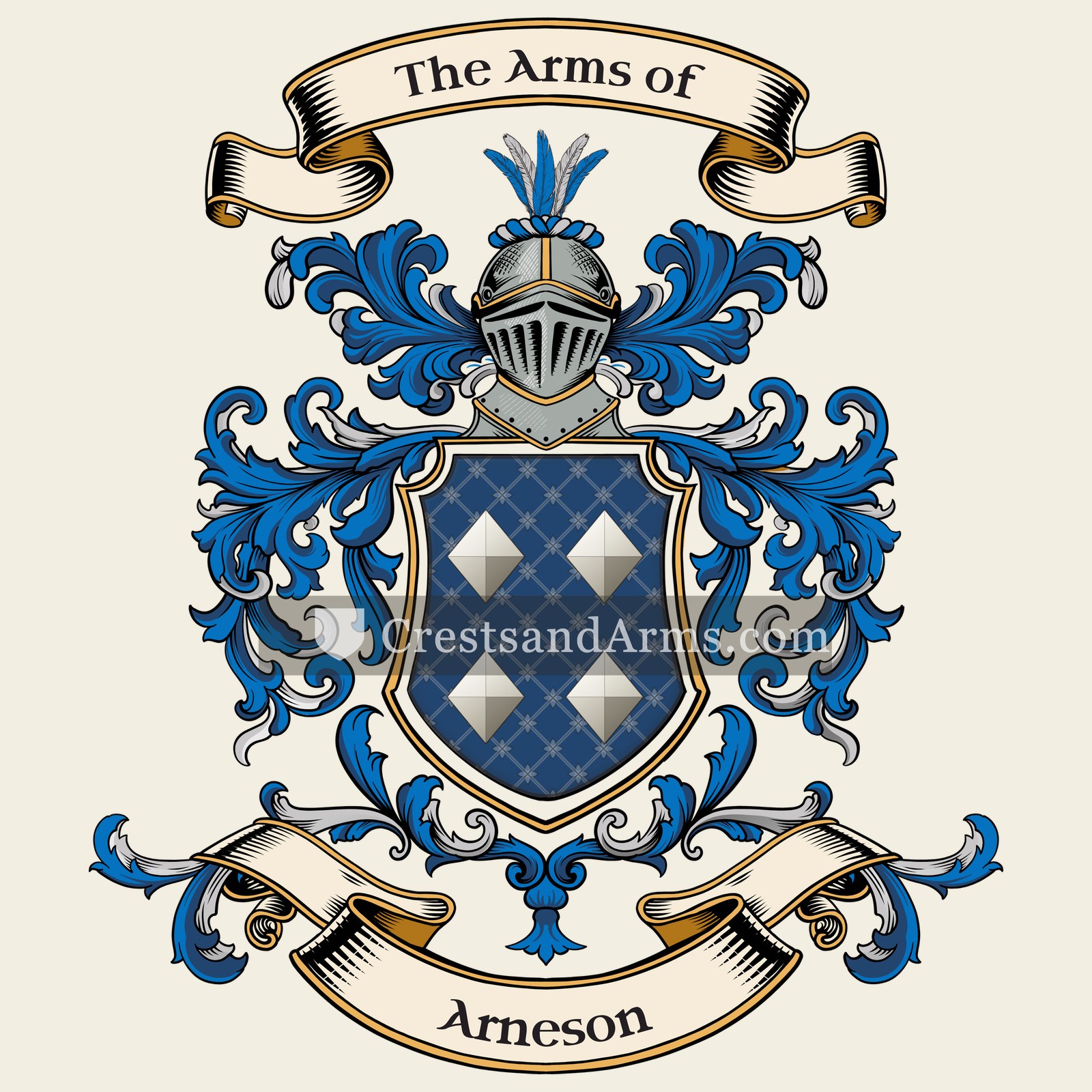 The Arneson coat of arms, drawn from the recorded blazon