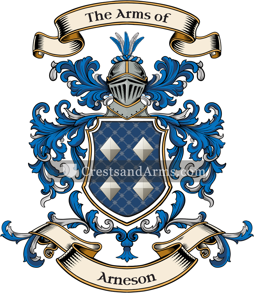 The Arneson coat of arms, drawn from the recorded blazon