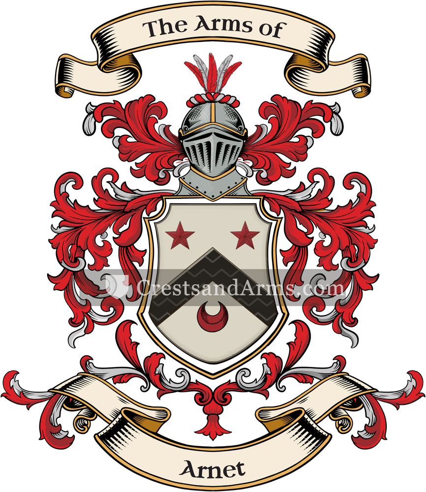 The Arnet coat of arms, drawn from the recorded blazon
