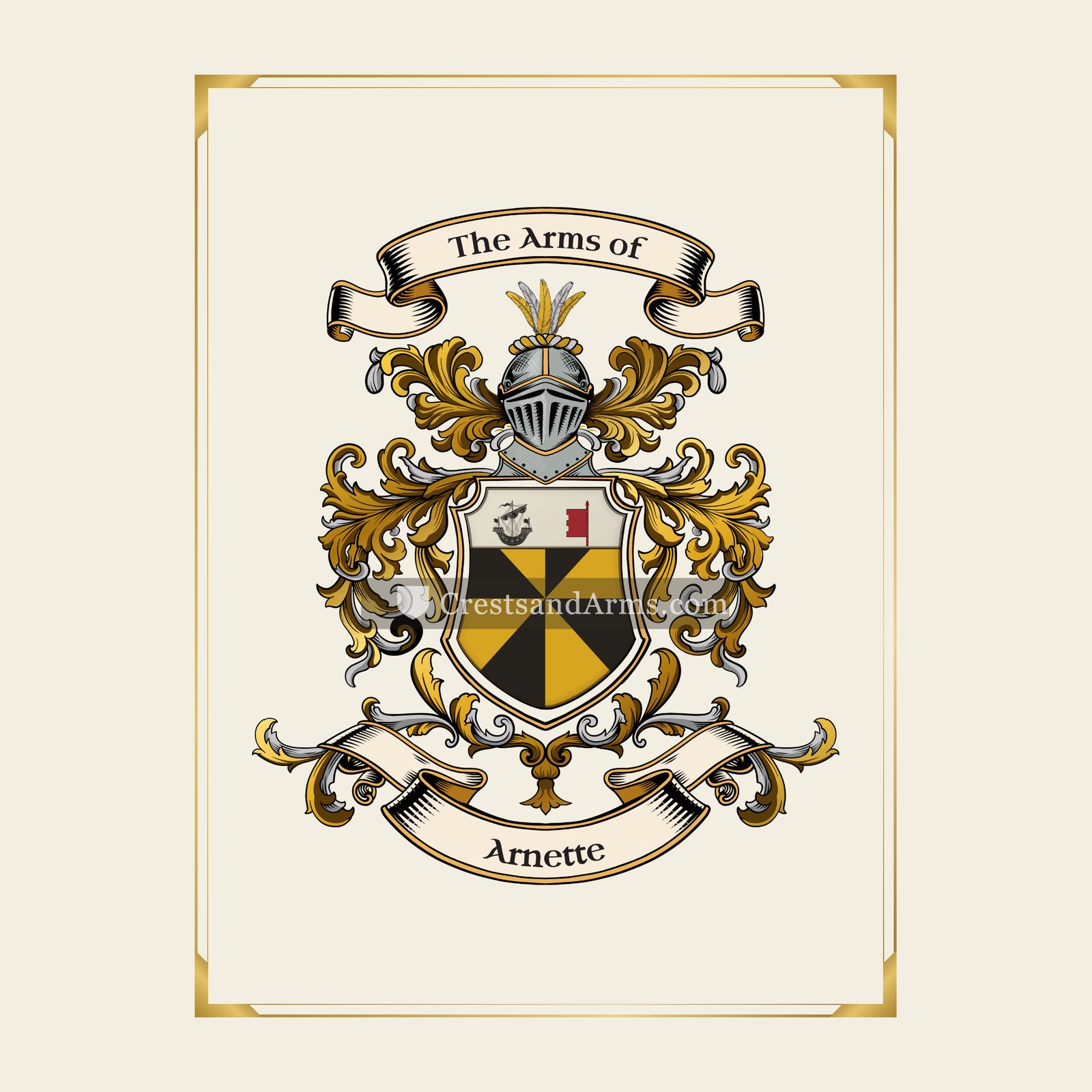With gold border