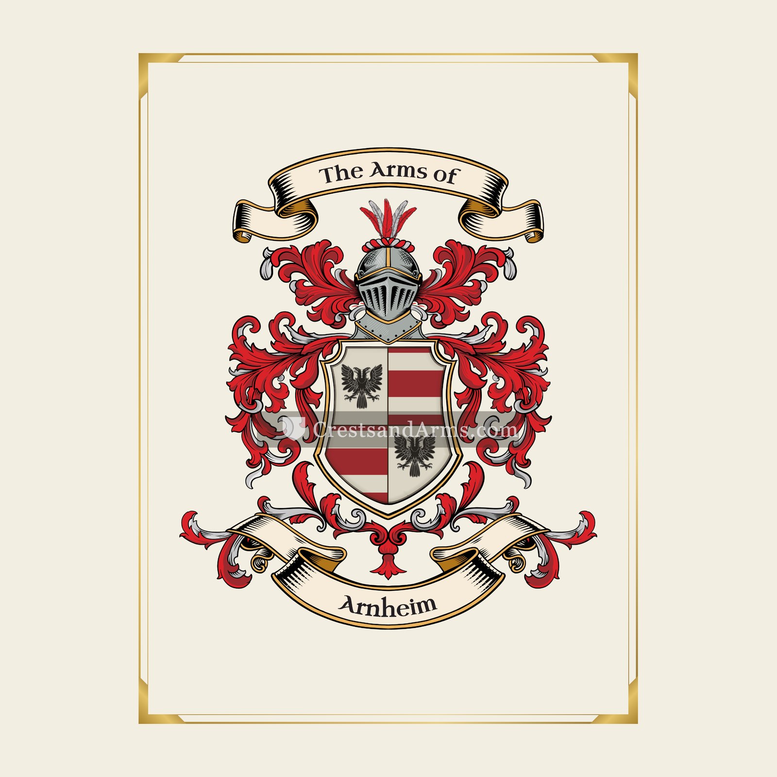 With gold border