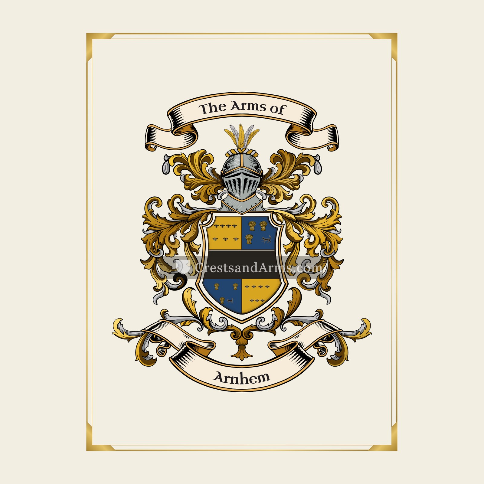 With gold border