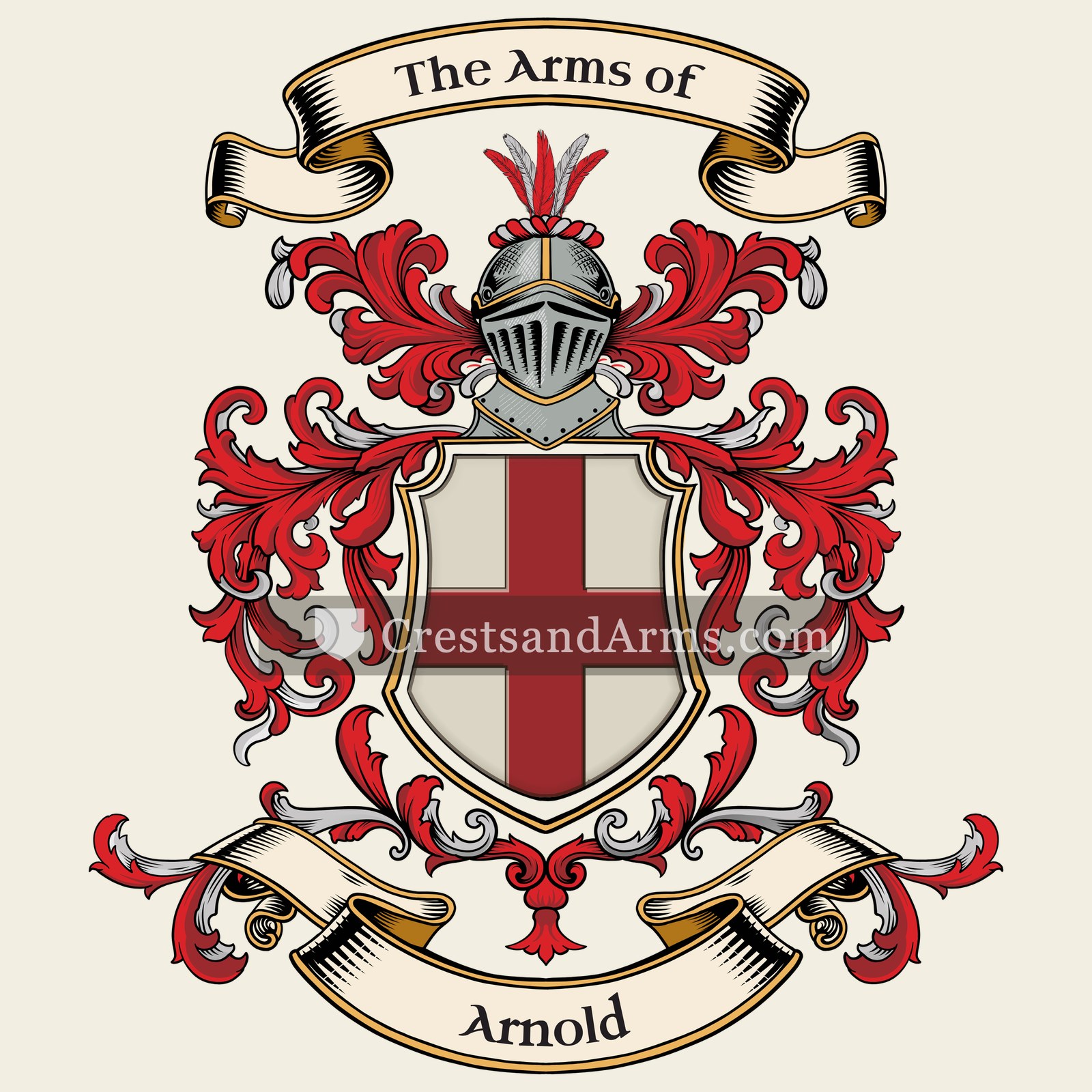 The Arnold coat of arms, drawn from the recorded blazon