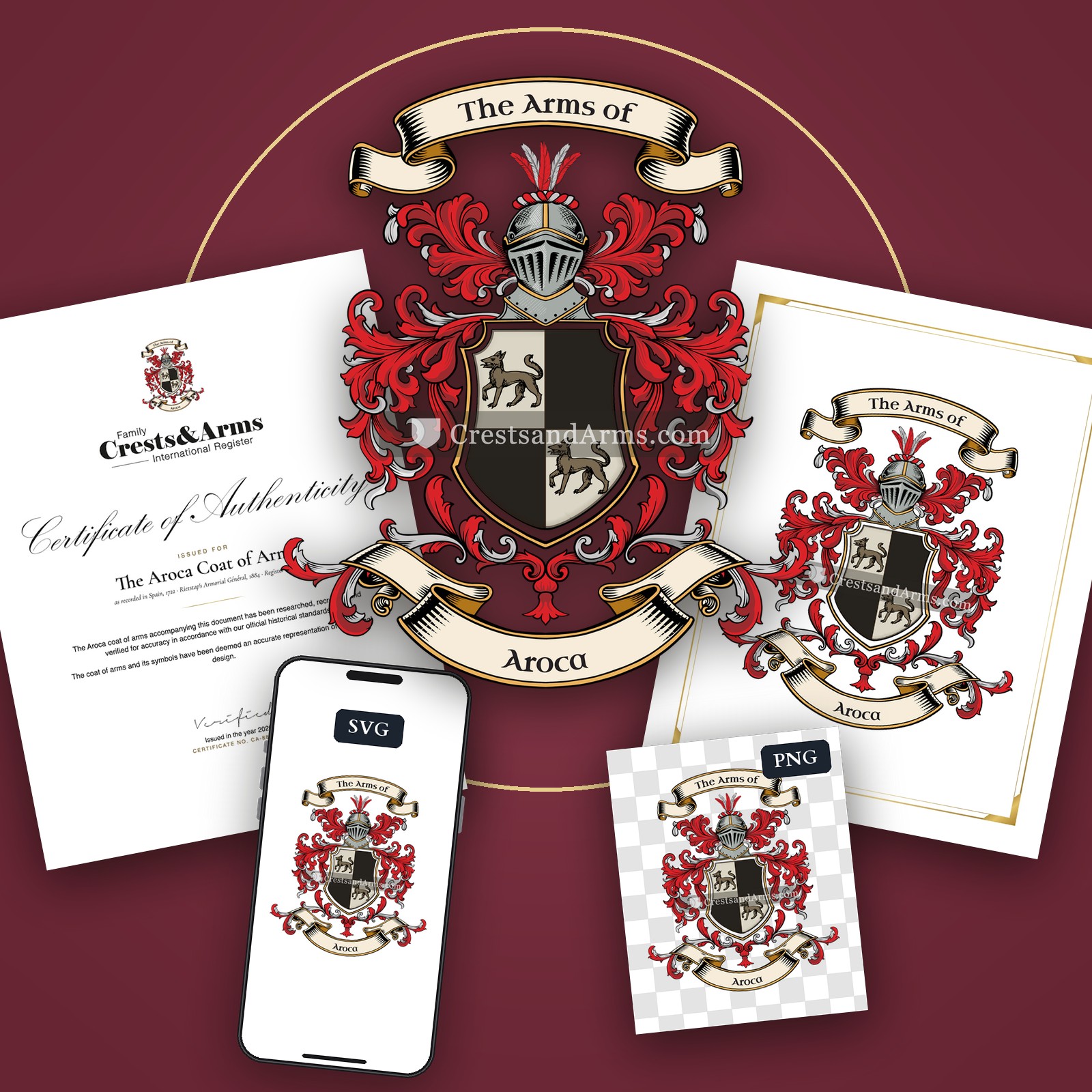 The Aroca arms on the coat of arms — digital pack
