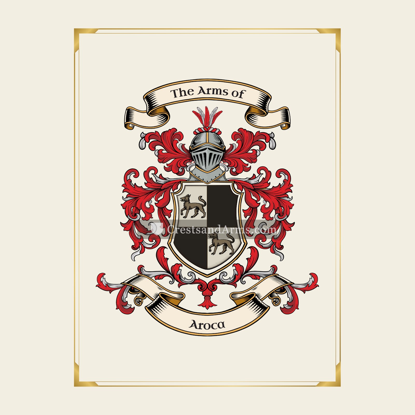With gold border