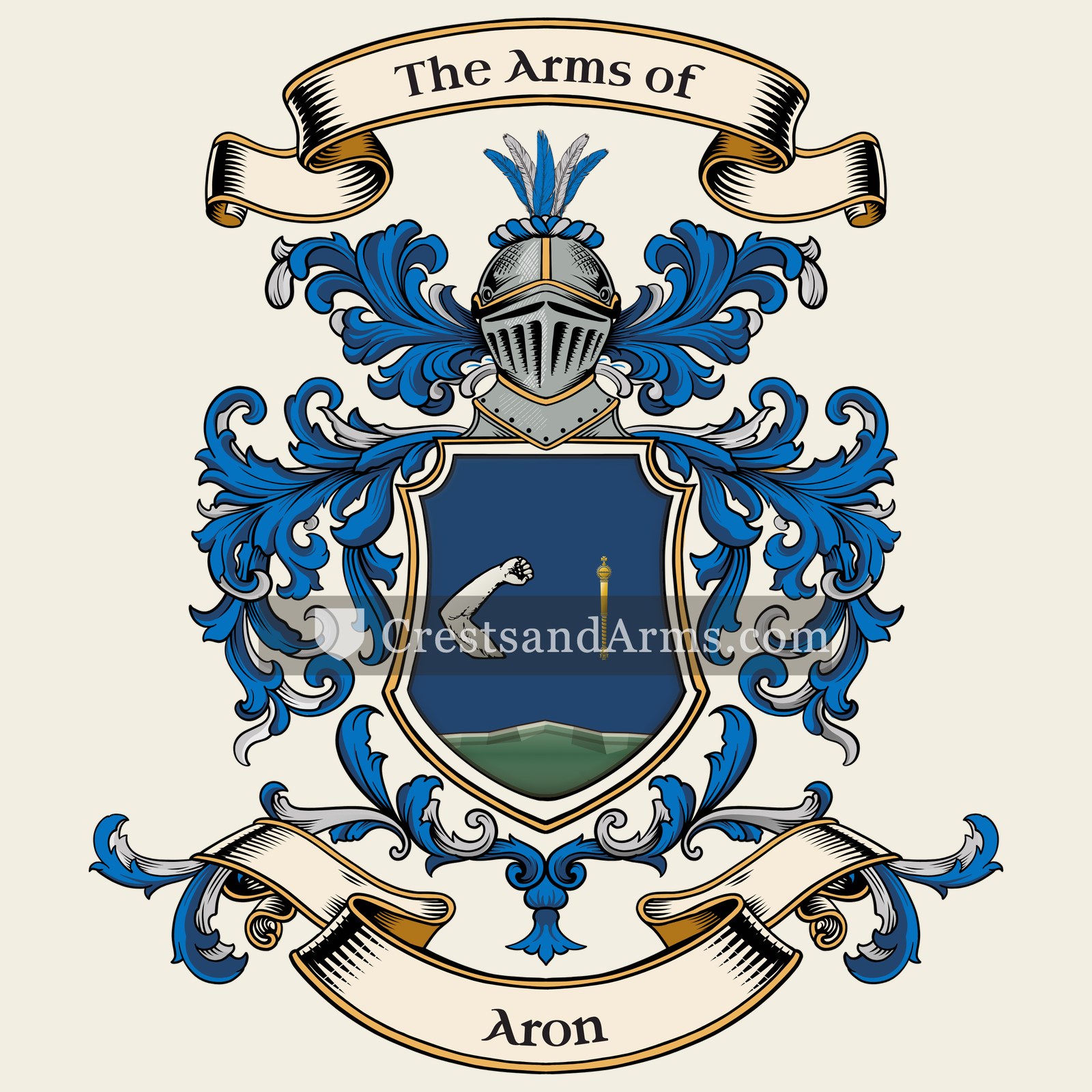 The Aron coat of arms, drawn from the recorded blazon