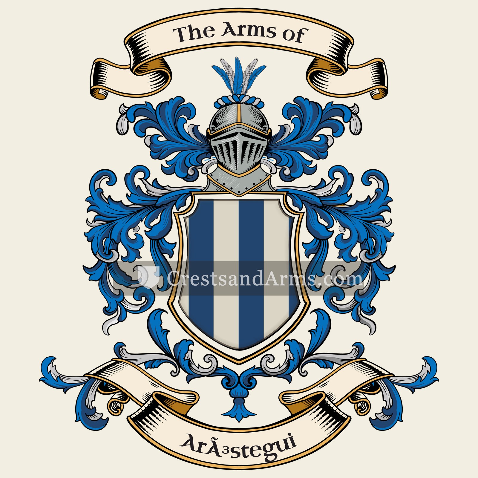 The Aróstegui coat of arms, drawn from the recorded blazon
