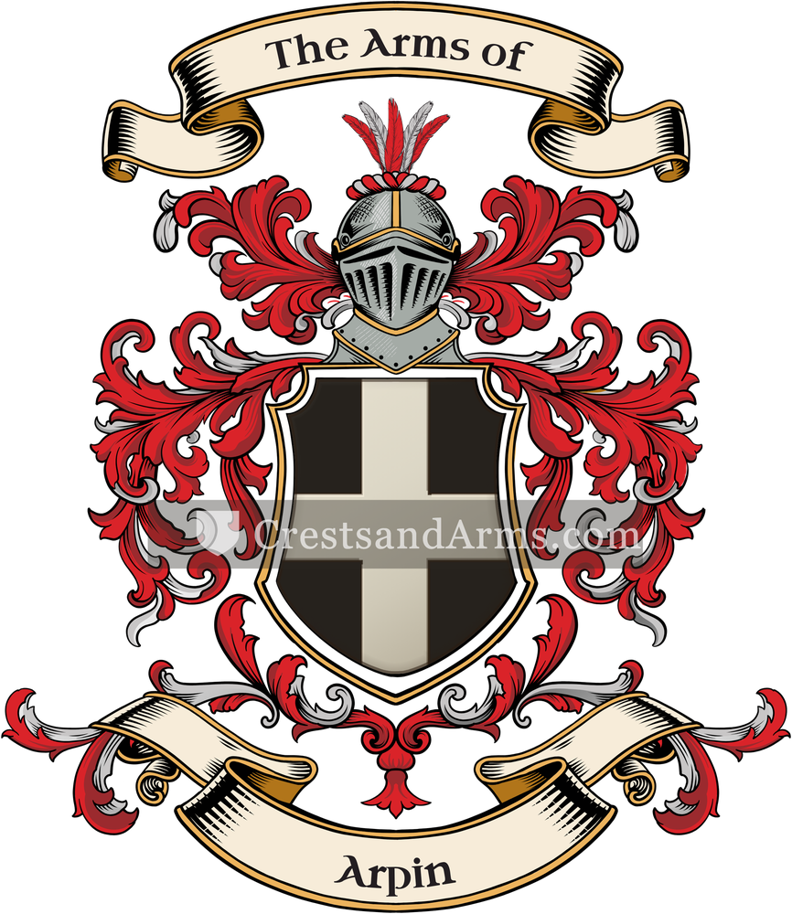 The Arpin coat of arms, drawn from the recorded blazon