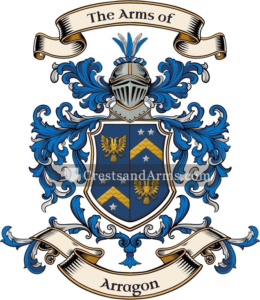 The Arragon coat of arms, drawn from the recorded blazon
