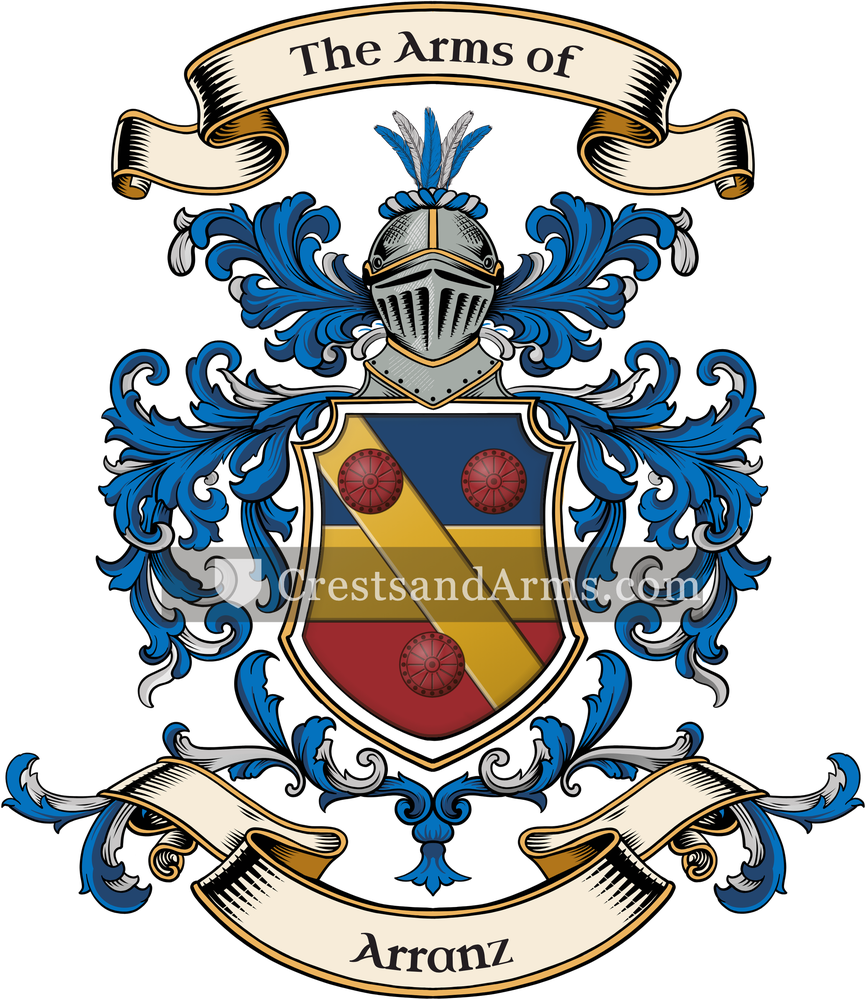 The Arranz coat of arms, drawn from the recorded blazon