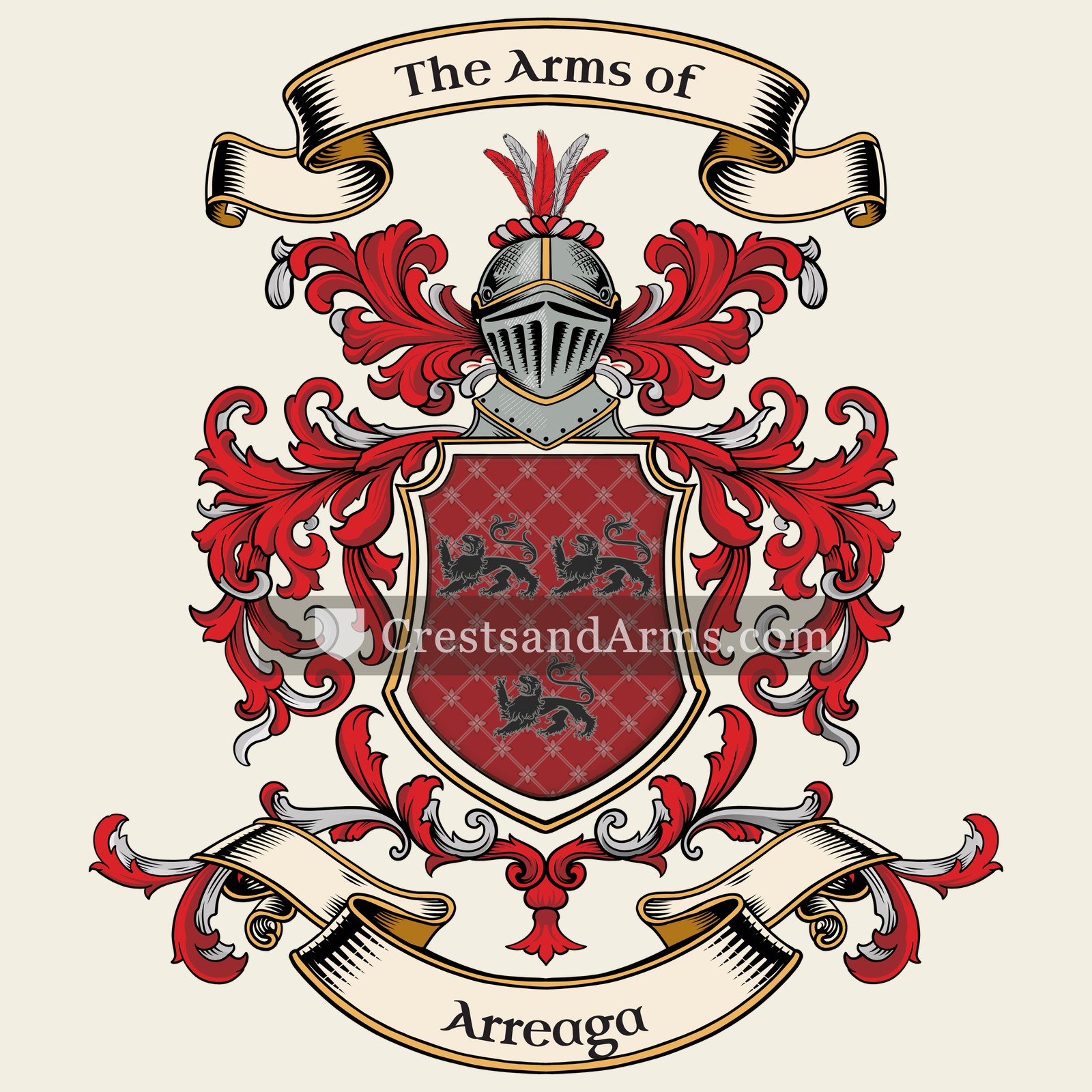 The Arreaga coat of arms, drawn from the recorded blazon
