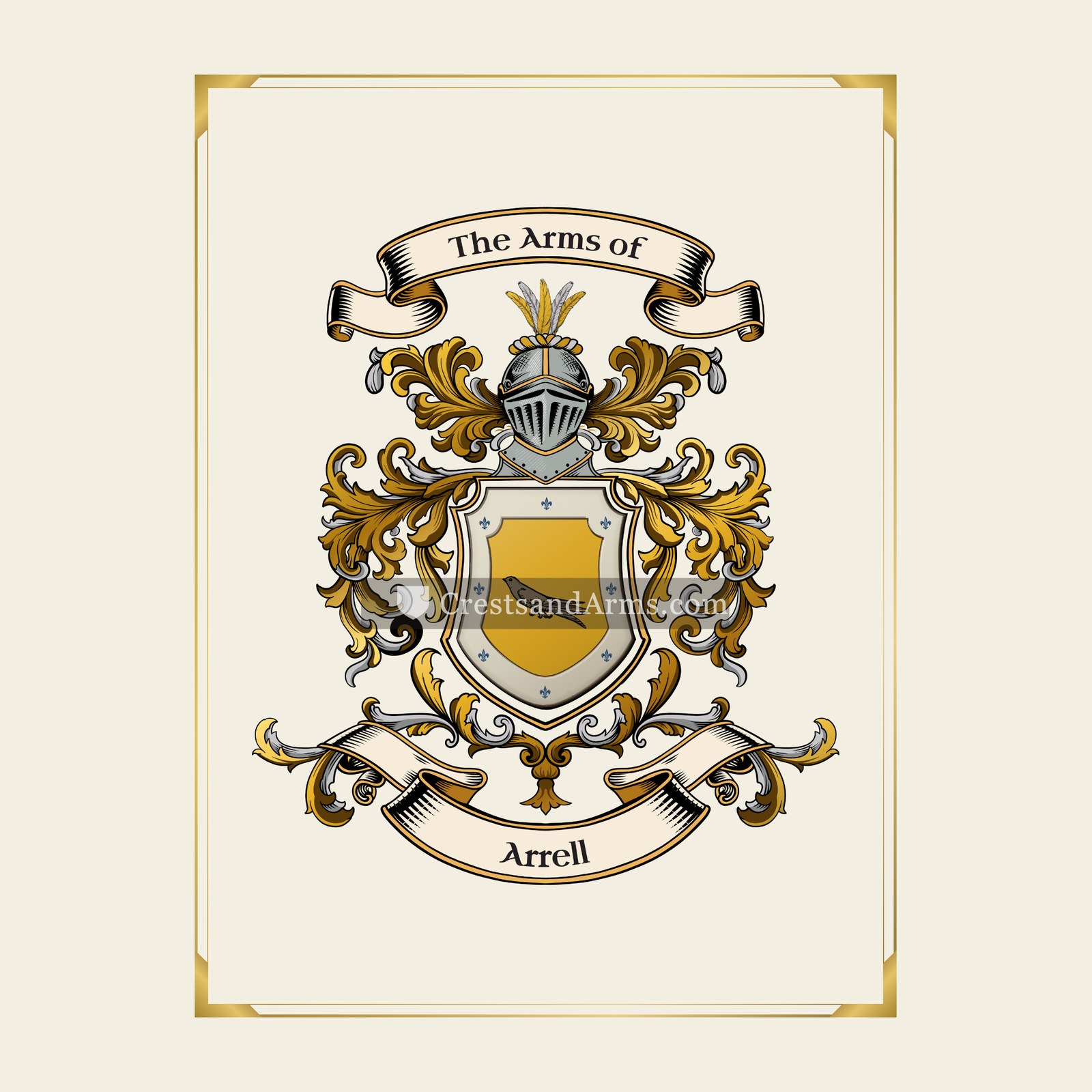 With gold border