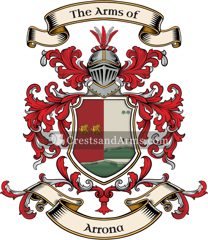 The Arrona coat of arms, drawn from the recorded blazon