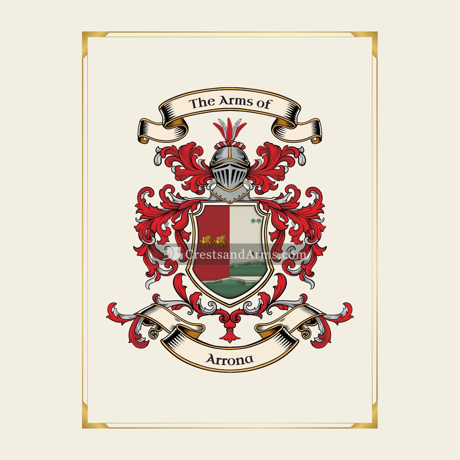 With gold border