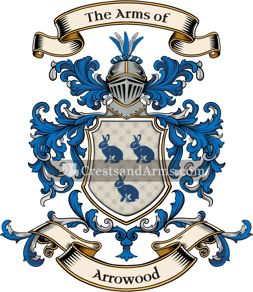 The Arrowood coat of arms, drawn from the recorded blazon