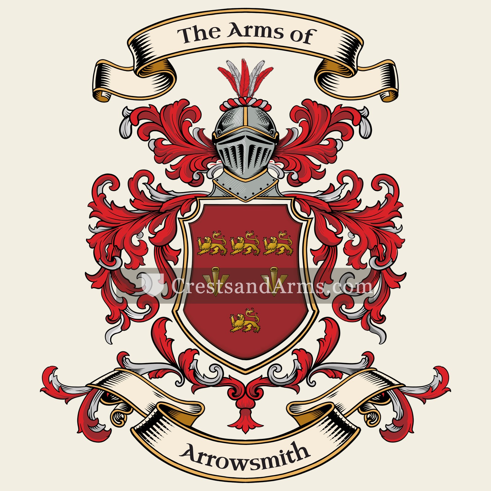 The Arrowsmith coat of arms, drawn from the recorded blazon