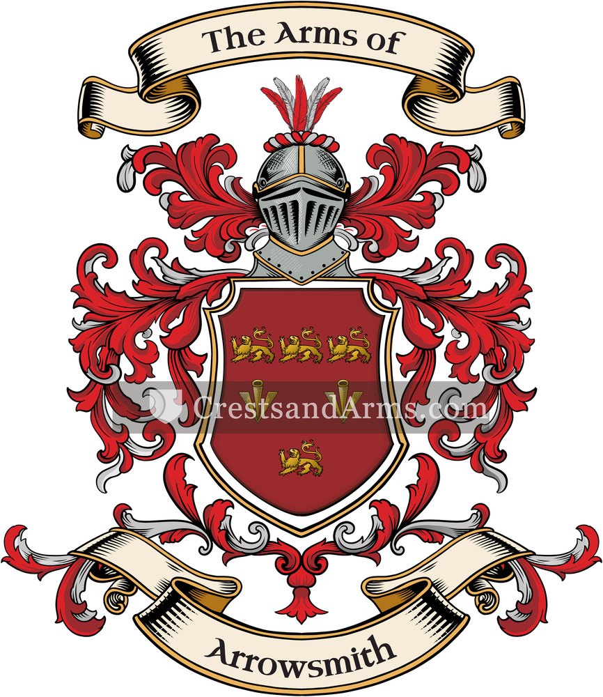 The Arrowsmith coat of arms, drawn from the recorded blazon