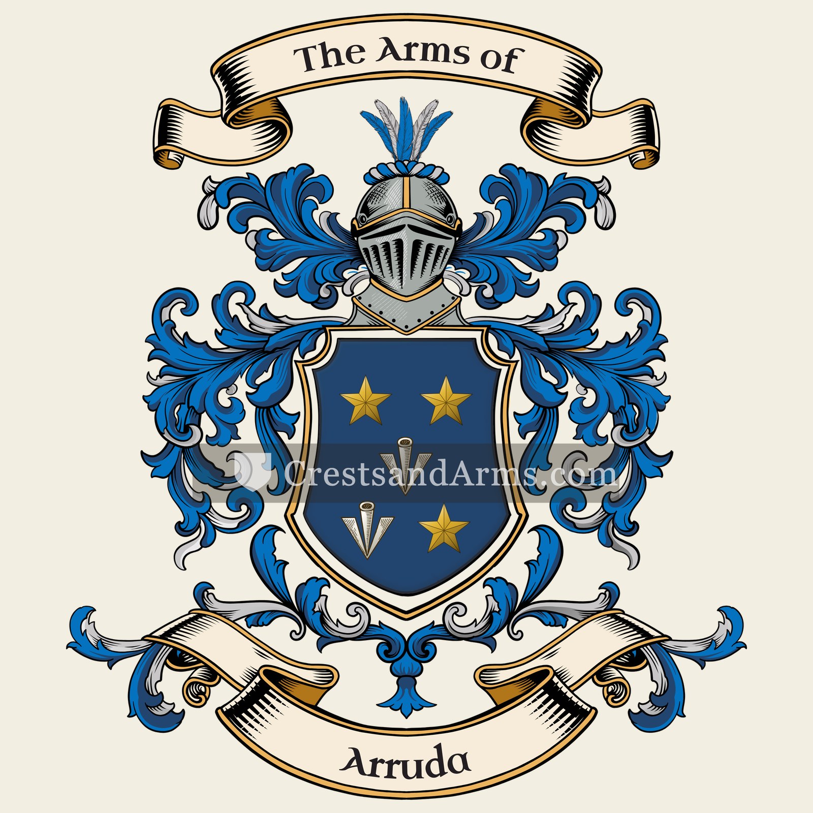 The Arruda coat of arms, drawn from the recorded blazon