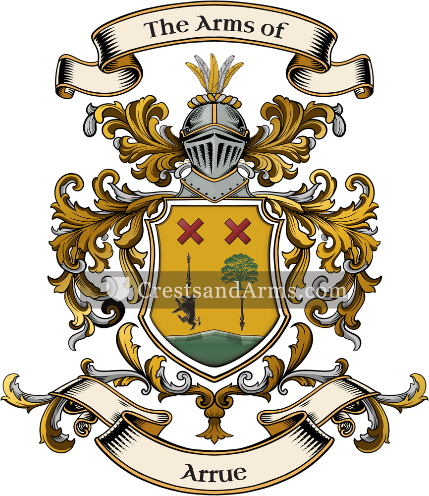 The Arrue coat of arms, drawn from the recorded blazon