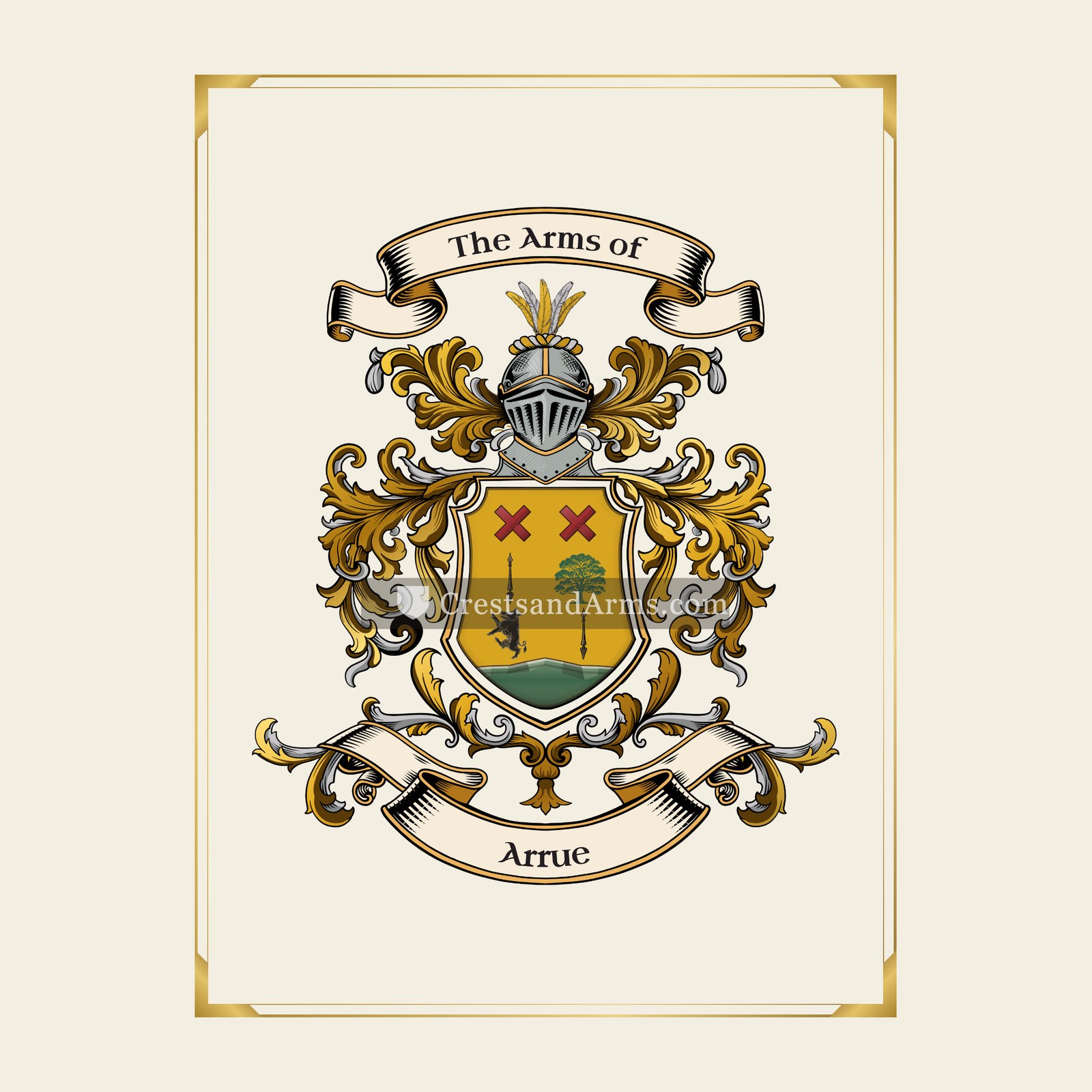 With gold border