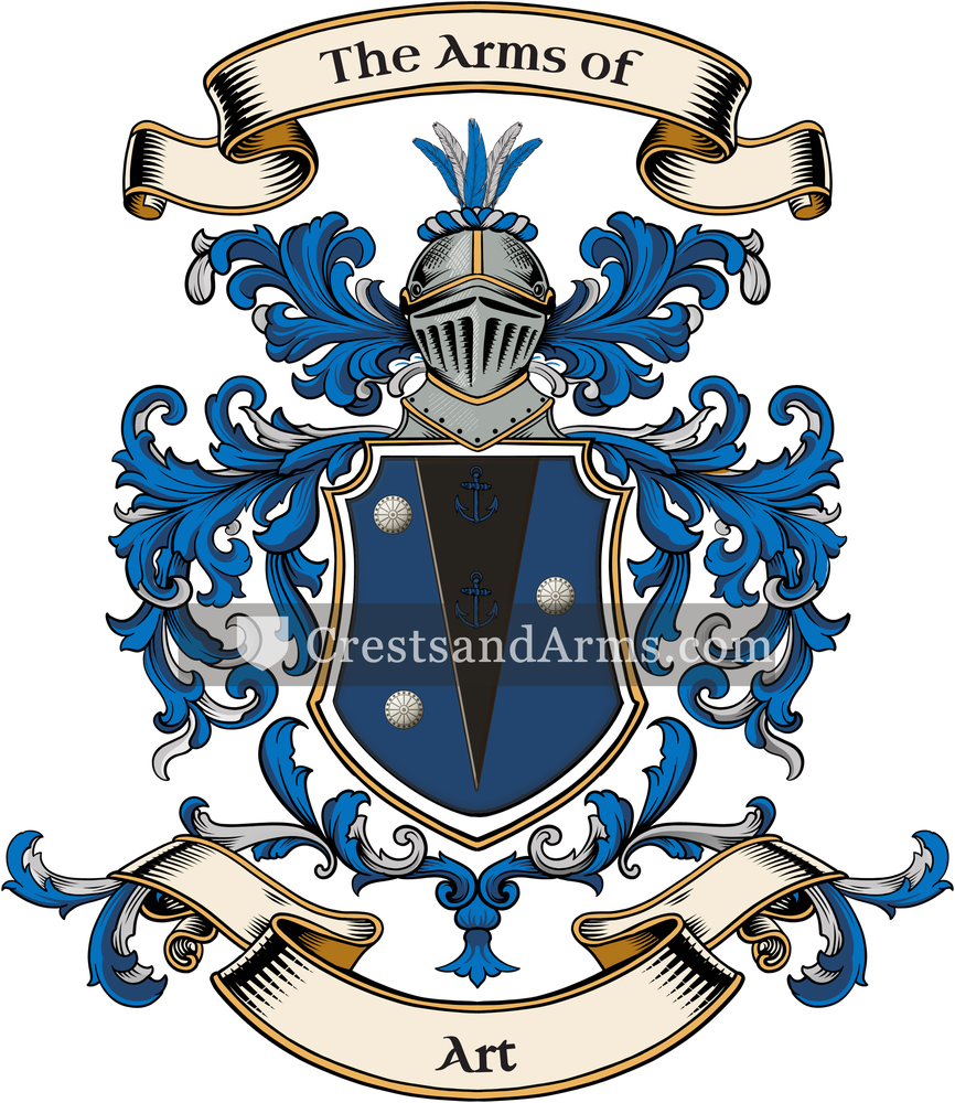 The Art coat of arms, drawn from the recorded blazon