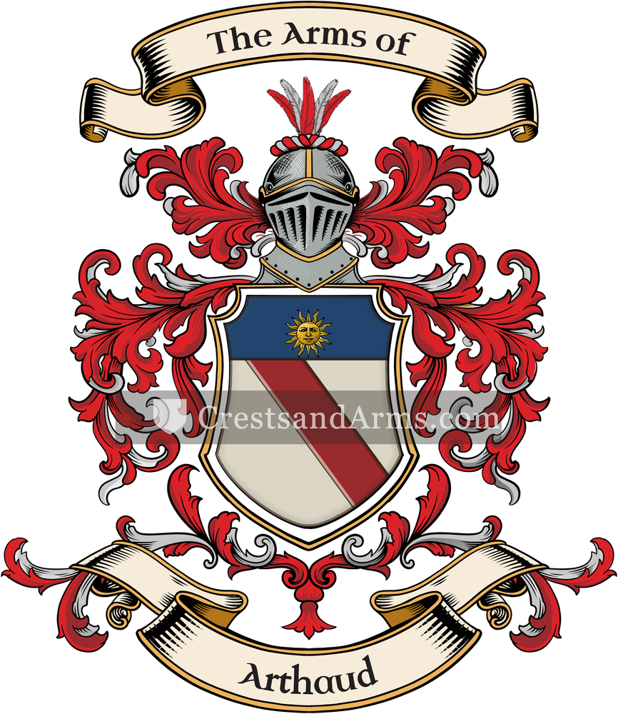 The Arthaud coat of arms, drawn from the recorded blazon