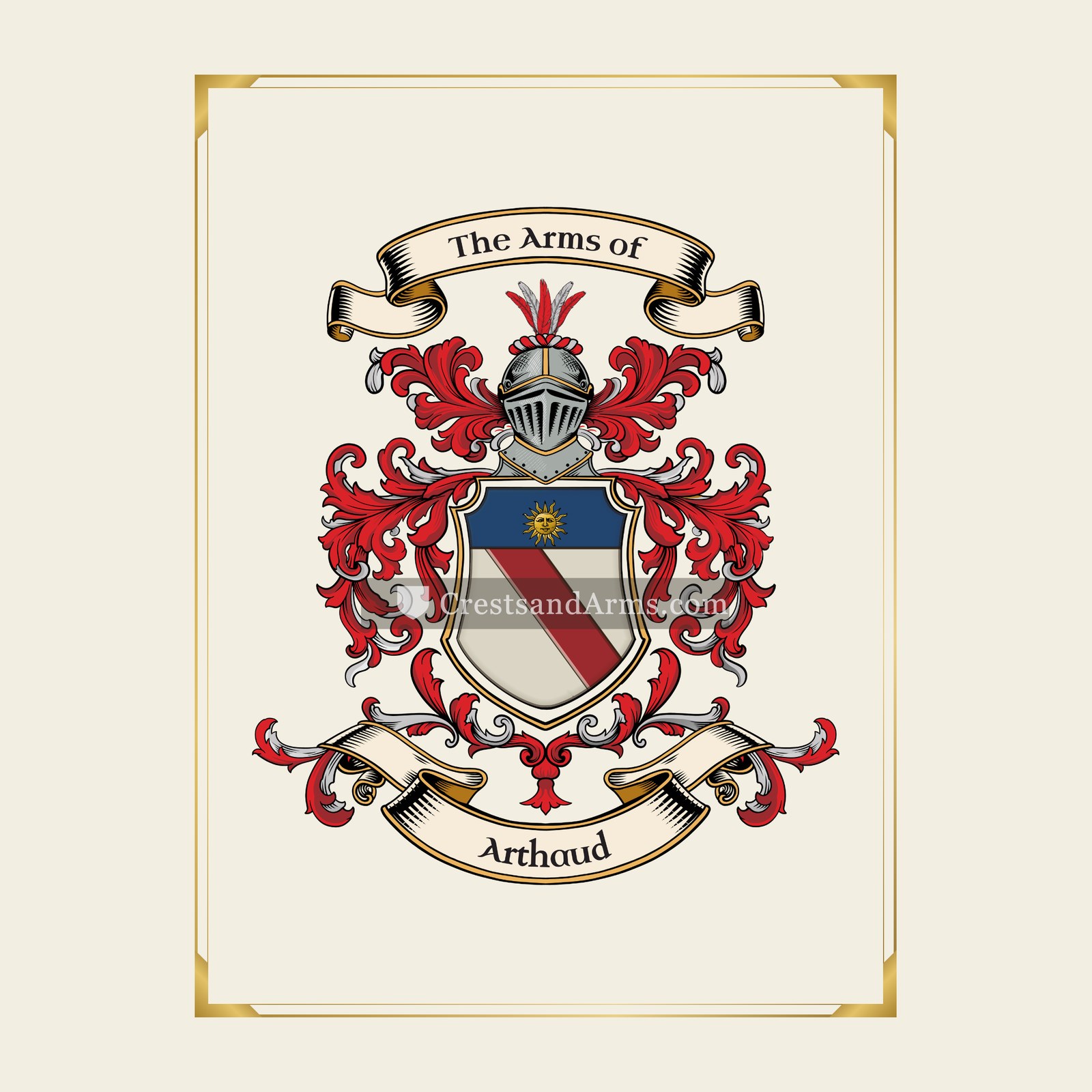 With gold border