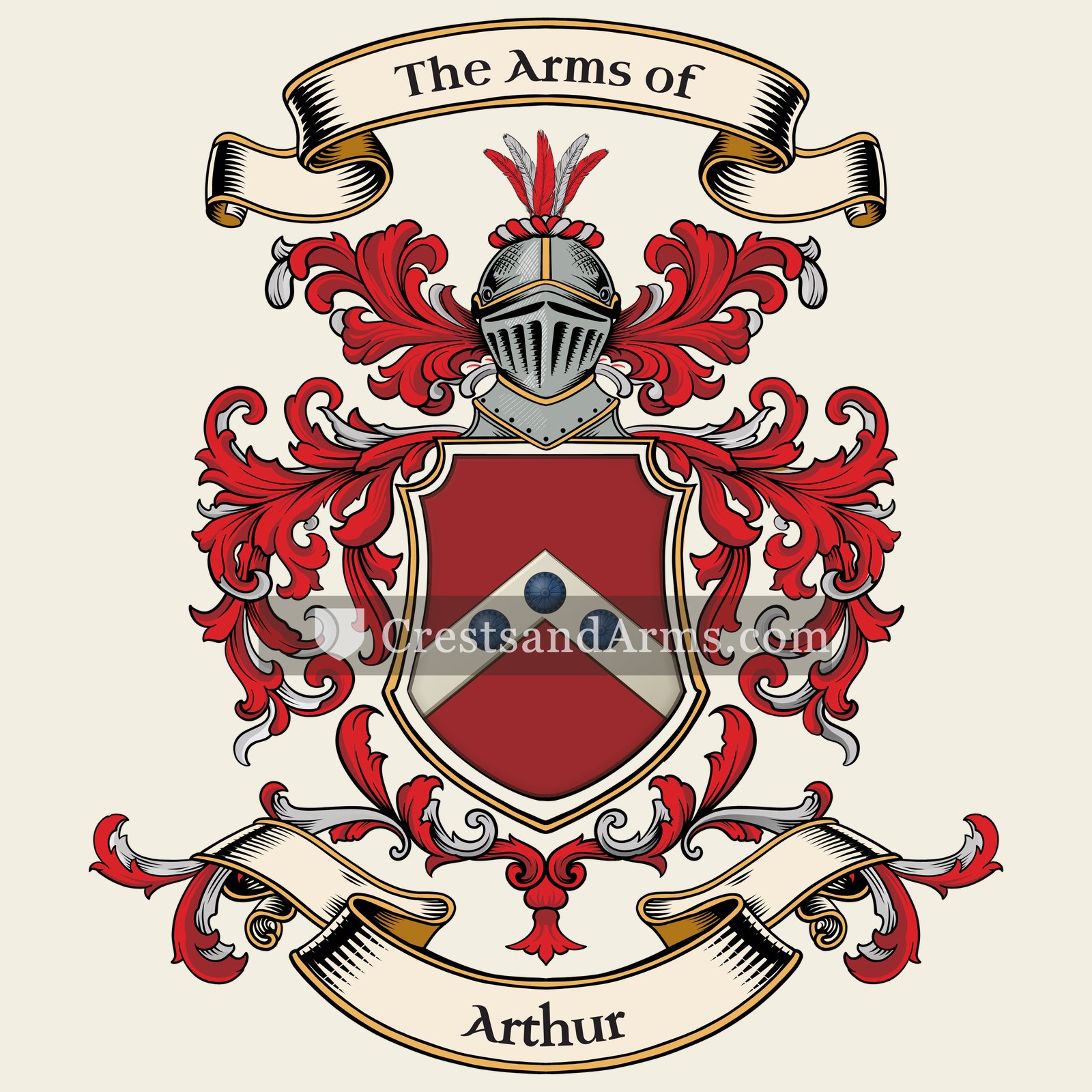 The Arthur coat of arms, drawn from the recorded blazon